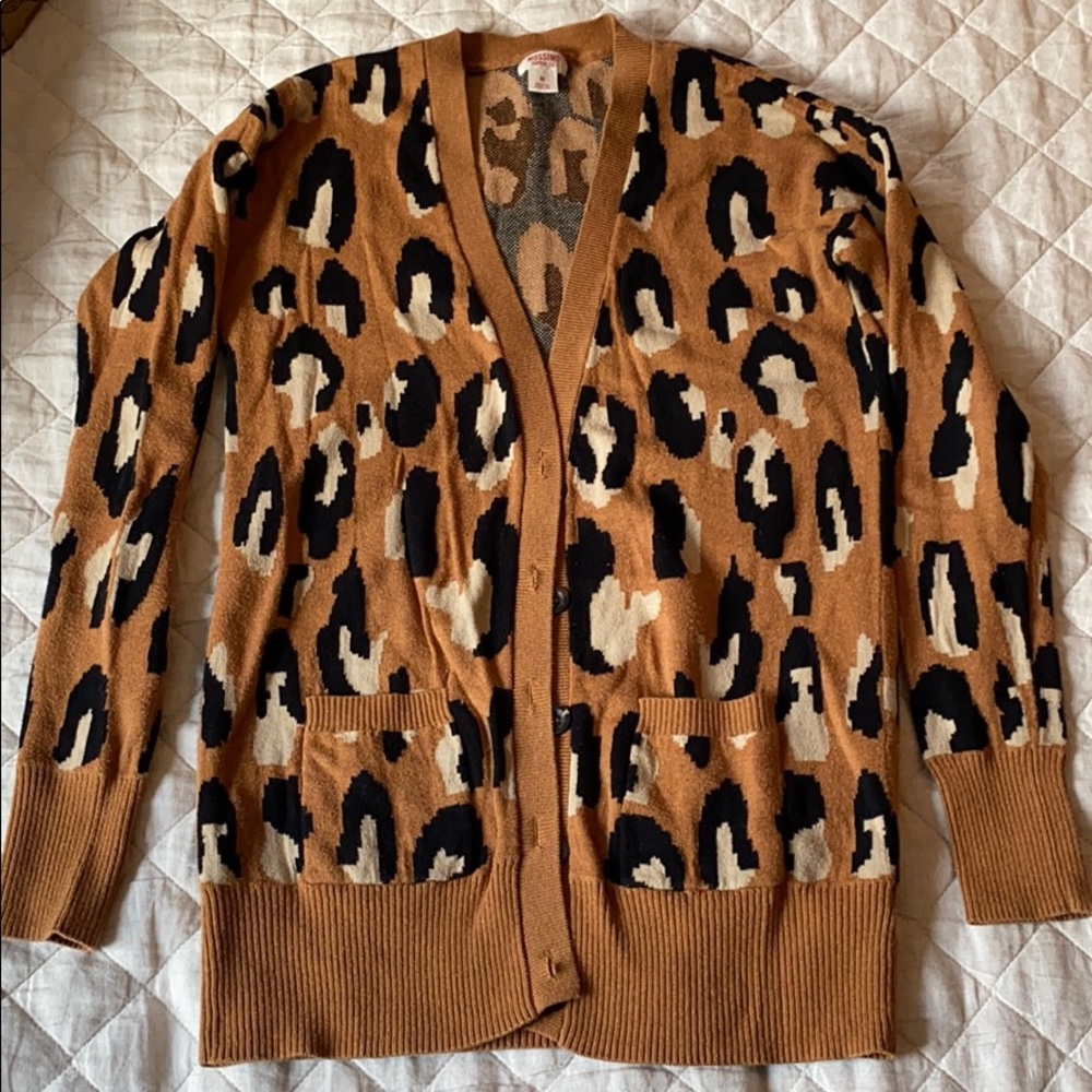 Cotton leopard print cardigan